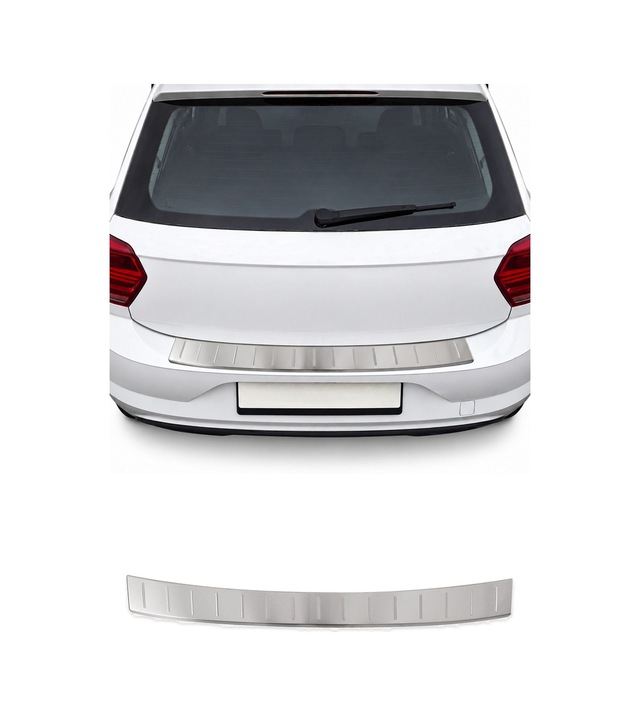 Vw Polo Vı Hatchback 2017-2027 Uyumlu Krom Arka Tampon Eşiği Paslanmaz Çelik Taşlı Mat