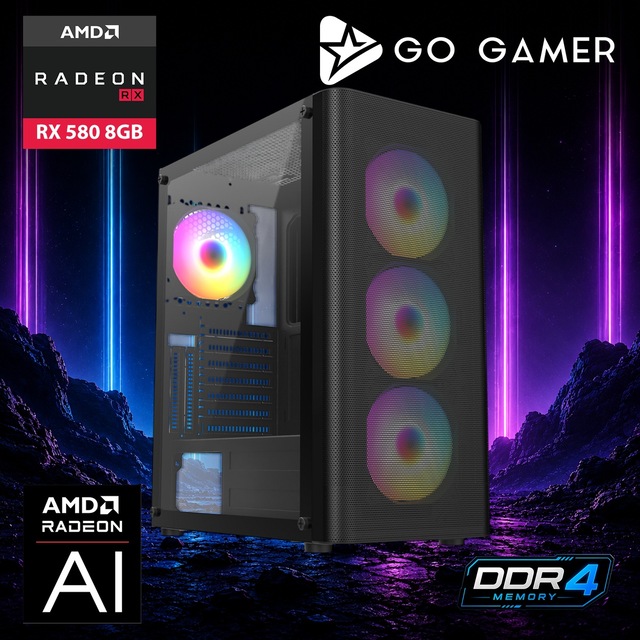 Go Gamer AE38 Ryzen 5 5500 RX 580 16GB RAM 1TB SSD