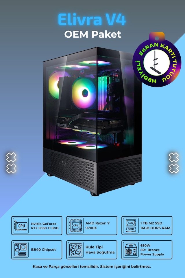 İnce Hesap IH Elivra V4 Ryzen 7 9700X RTX 5060 TI 32GB RAM 1TB SSD