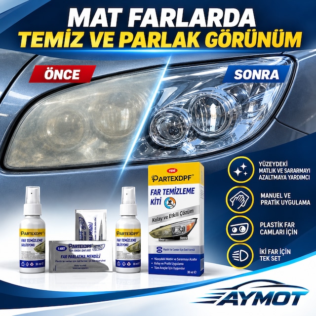 Partex Universal Far Temizleme Ve Parlatma Kiti İki Far İçin