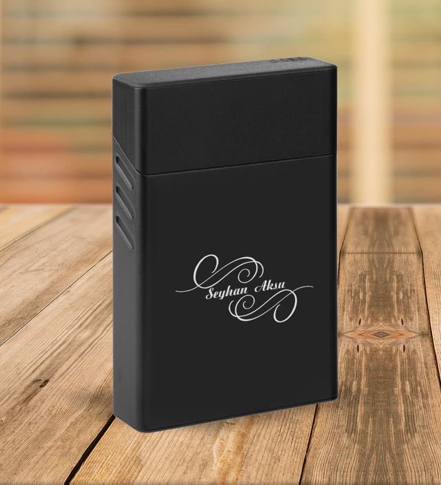 Bk Gift Kişiye Özel Siyah Slim Boy Metal Sigara Kutusu-3