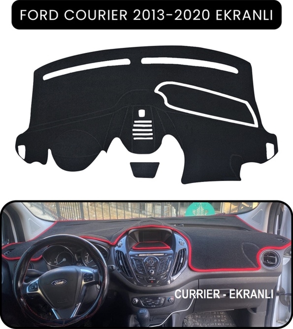 Ford Courier 2013-2020 Ekranlıtorpido Koruma Halısı Siyah Kenar
