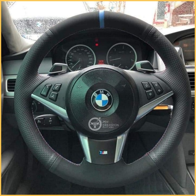 Bmw E60 Kasa Araca Özel Direksiyon Kılıfı Yüzüklü Nubuk Noktalı