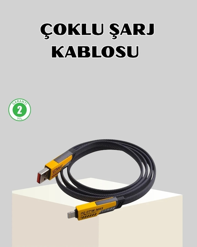 Ers 65w Çoklu Şarj Kablosu 4 Ü 1 Arada Örgülü Hızlı Veri Aktarım Usb-c Usb-a