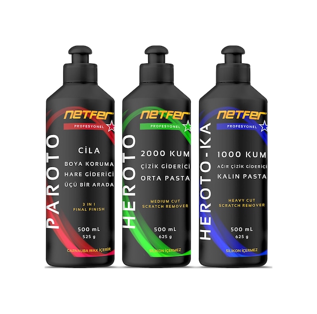 Netfer 3'lü Orta Kalın Pasta Cila Set - 3x500 Ml