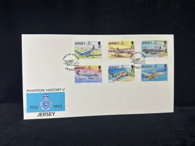 1993 Jersey Havacılık Temalı İlk Gün Zarfı Jersey Aviation History V Royal Air Force Raf Fdc Teşhir Ürün