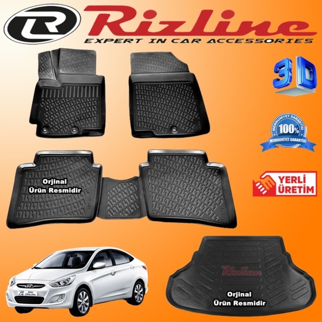 Accent Blue 3D Paspas + Bagaj Havuzu 2011-2019 Arası Set Rizline N11.23657
