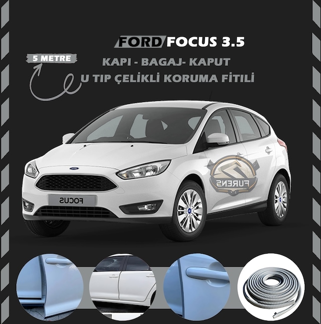 Ford Focus 3.5 Oto Araç Kapı Koruma Fitili 5 Metre Parlak Gri Renk