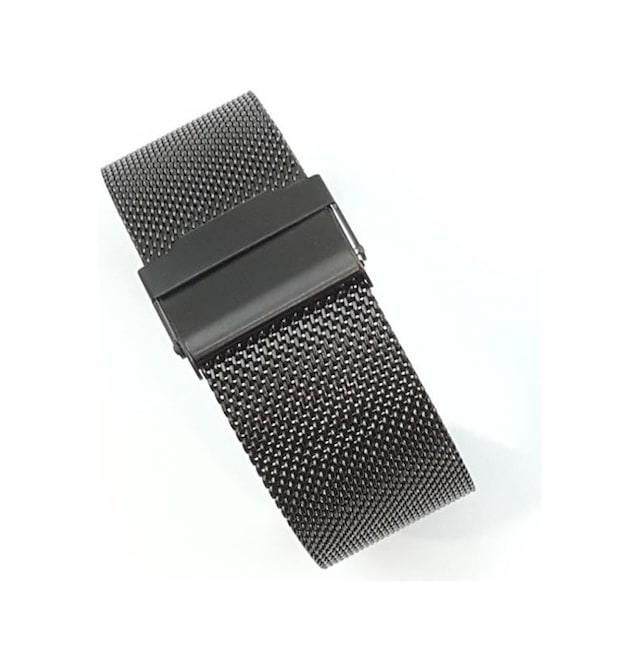 Hasır Kol Saat Kordonu Siyah Çelik Çift Kilit 24 Mm Ø1,90 Mm