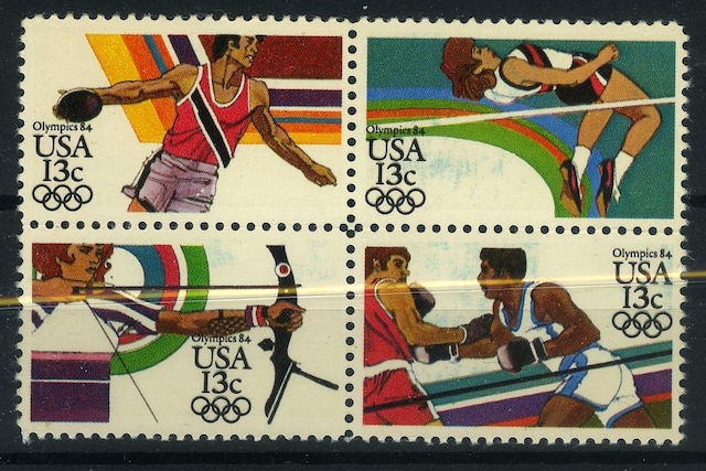 Koleksiyon Pulları,1984 Los Angeles'84 Yaz Olimpiyat Oyunları,4'lü Blok Damgasız Tam Seri,n11-47 Teşhir Ürün