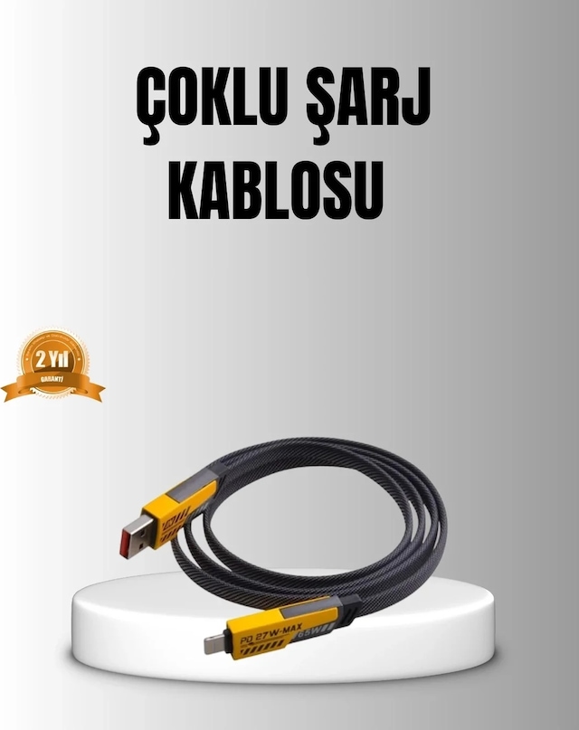 Ers 65w 4 Ü 1 Arada Örgülü Hızlı Şarj Kablosu Usb-c Usb-a Çoklu Şarj Dayanıklı