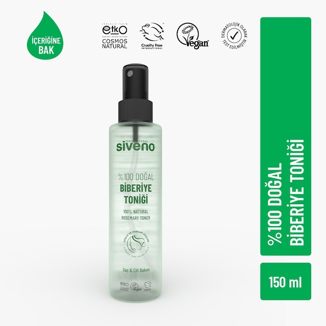 Siveno %100 Doğal Biberiye Suyu Saç Dökülmesi Karşıtı ve Hızlı Saç Uzatma Etkili Saç Toniği 150 ML