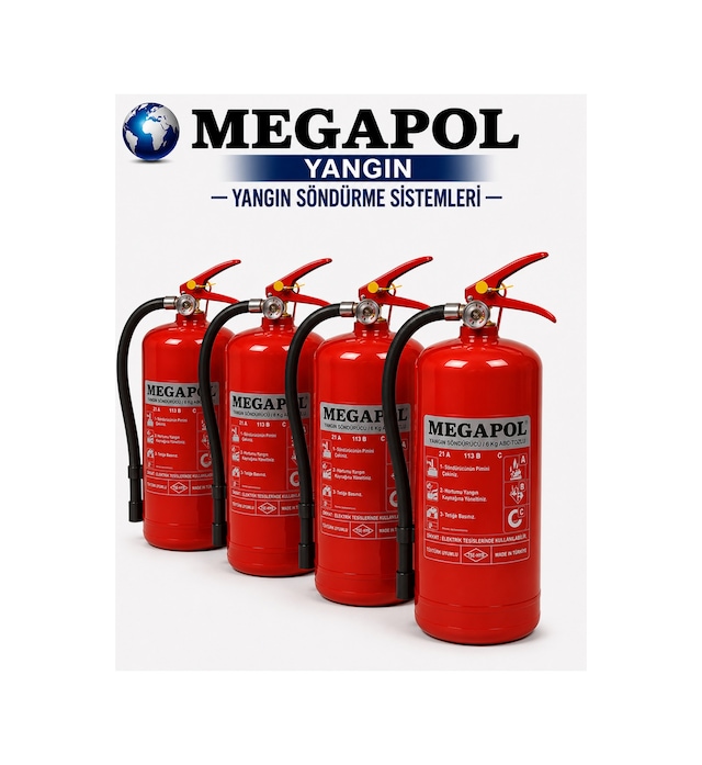 6 Kg 4 Adet Tozlu Yangın Tüpü, Yangın Söndürme Cihazı, Yangın Söndürme, Yangın Söndürücü