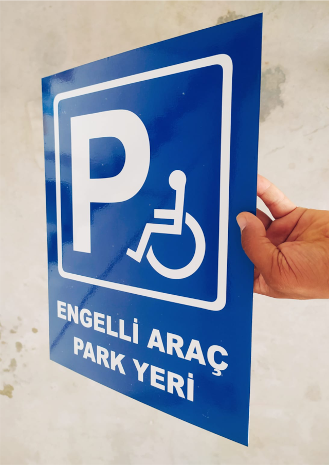 30x40 Cm 2 Adet Engelli Araç Park Yeri Uyarı Levhası 5 Mm Dekota