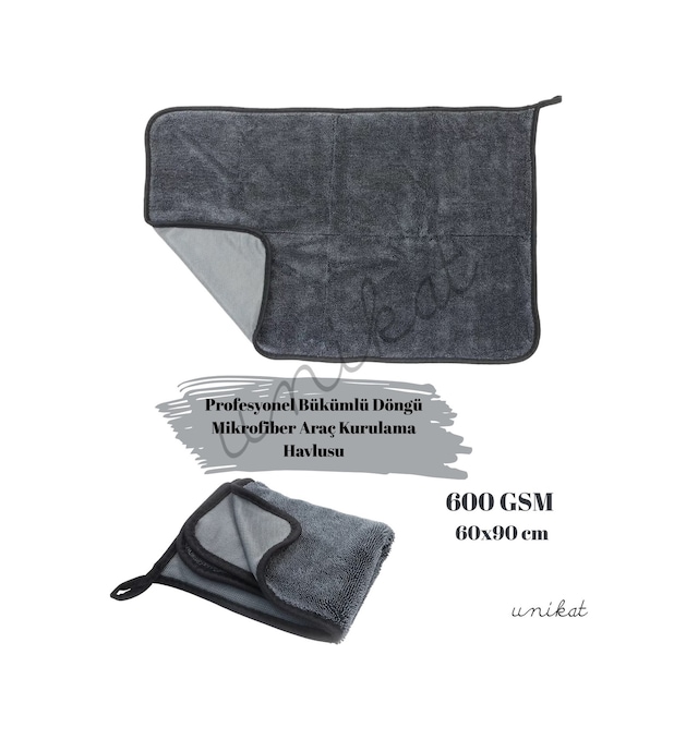 Unikat Profesyonel Bükümlü Döngü Mikrofiber Araç Kurulama Havlusu - 1 Adet
