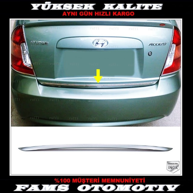 Hyundai Accent Era Paslanmaz Krom Bagaj Alt Çıta 2006 Üzeri