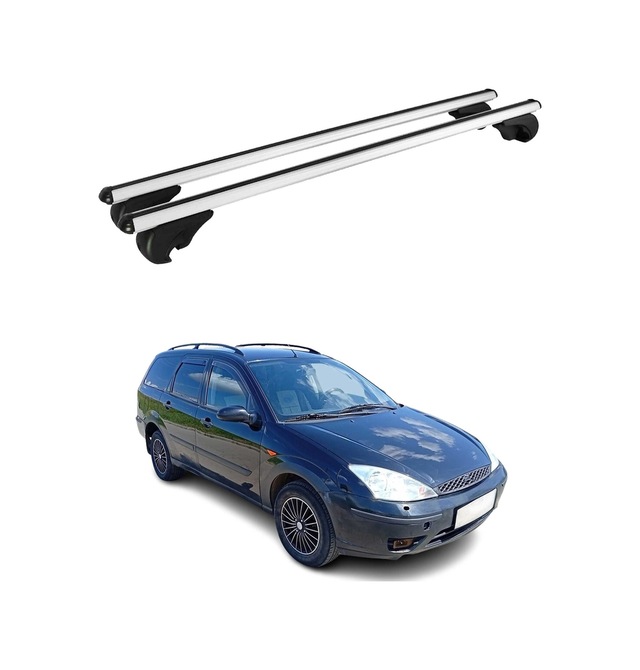 Ford Focus I Station Wagon 1998-2005 Arası Uyumlu Port Bagaj Taşıyıcı Ara Atkı Alüminyum Gümüş 2 Parça