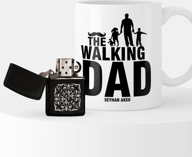 Kişiye Özel The Walking Dad Benzinli Çakmak ve Kupa Seti-1