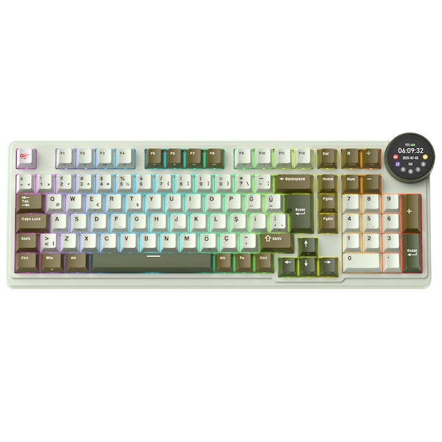 Havit Gamenote Kb923l Pro Tri-mode Kablosuz Mekanik Rgb Oyuncu Klavyesi Lcd Ekranlı
