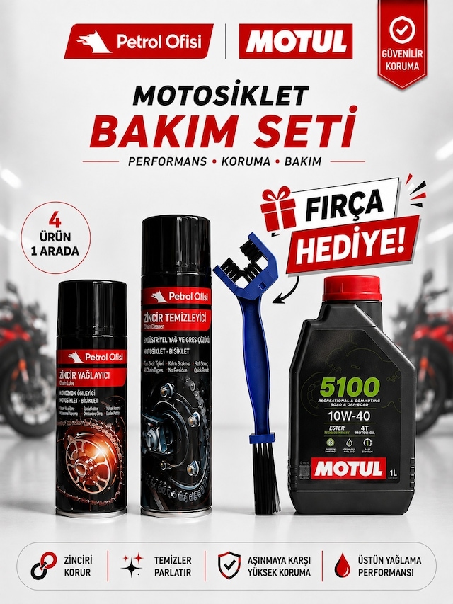 Motul 5100 10w-40 4t 1l Motor Yağı + Zincir Bakım Seti + Fırça