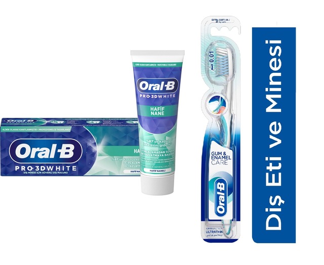 Oral-B 3D White Hafif Nane Diş Macunu 75 ML + Health Ultra İnce Diş Fırçası 1+1