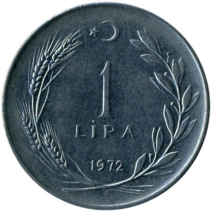 1972 Yılı Madeni 1 Lira