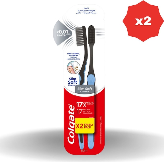 Diş Fırçası Mikro Slim Soft Charcoal 1+1 - 2 Adet