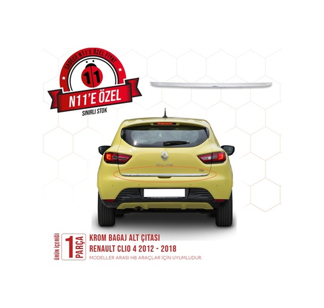 intakrom Renault Clio 4 Krom Bagaj Alt Çıtası 2012 -2018 - Hb