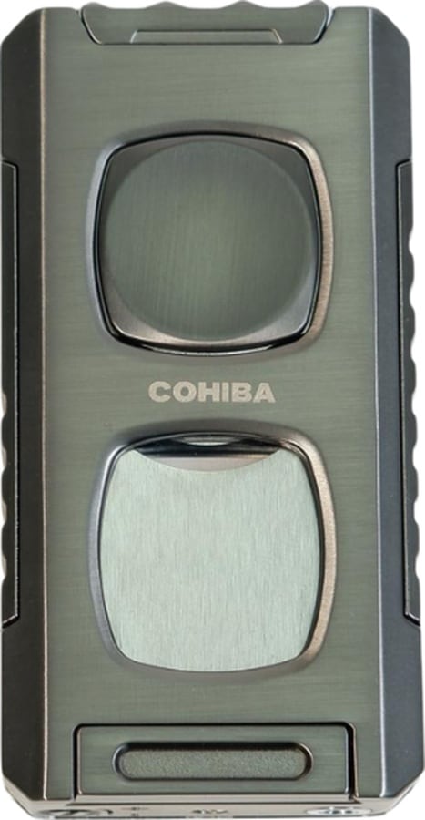 Cohiba Çift Torch Pürmüz Kesici & Delici & İğneli Gunmetal Metal Puro Çakmağı - Tr9555
