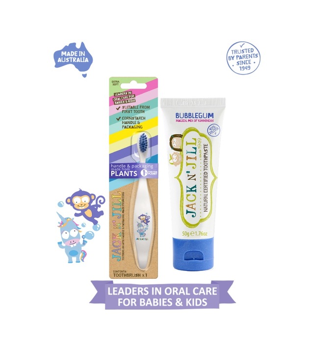 Jack N Jill Doğal Diş Bakım Seti Unicorn&monkey Diş Fırçası + Sakız Aromalı Macun 50g
