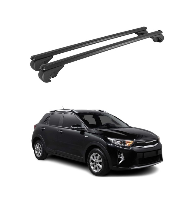 Kia Stonic 2017-2027 Arası Uyumlu Port Bagaj Taşıyıcı Ara Atkı Alüminyum Siyah 2 Parça