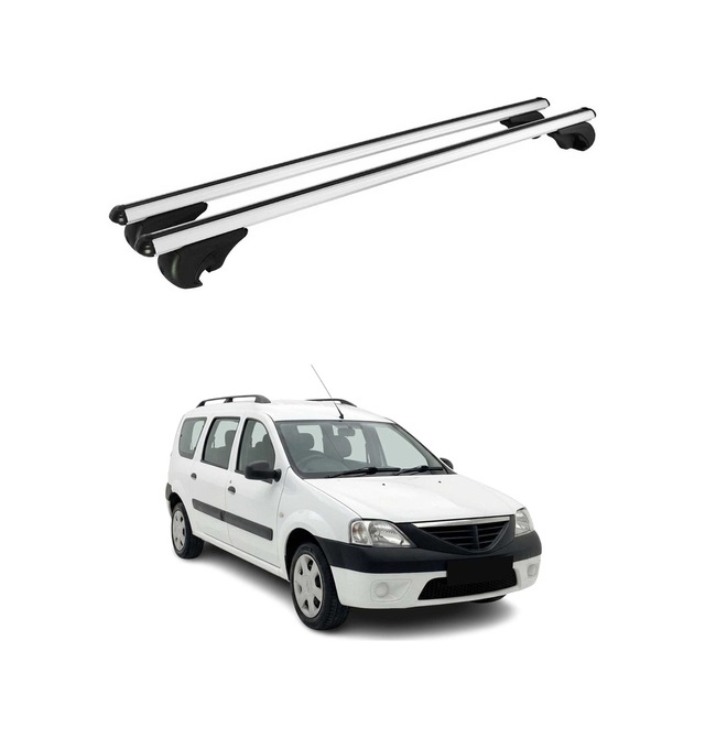 Dacia Logan Mcv I 2006-2012 Arası Uyumlu Port Bagaj Taşıyıcı Ara Atkı Alüminyum Gümüş 2 Parça