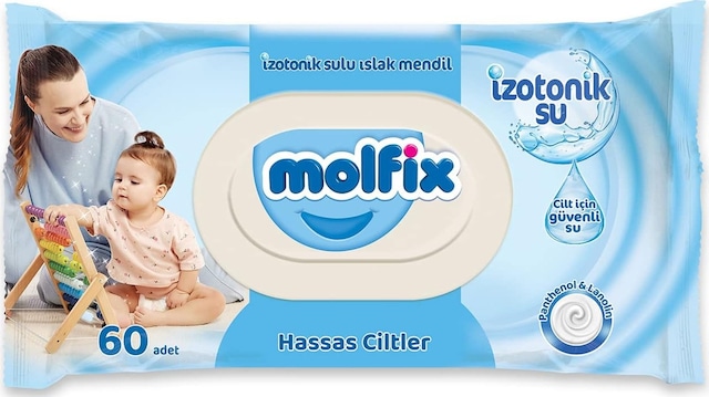 Molfix İzotonik Sulu Islak Mendil Hassas Ciltler 12 x 60'lı 720 Yaprak