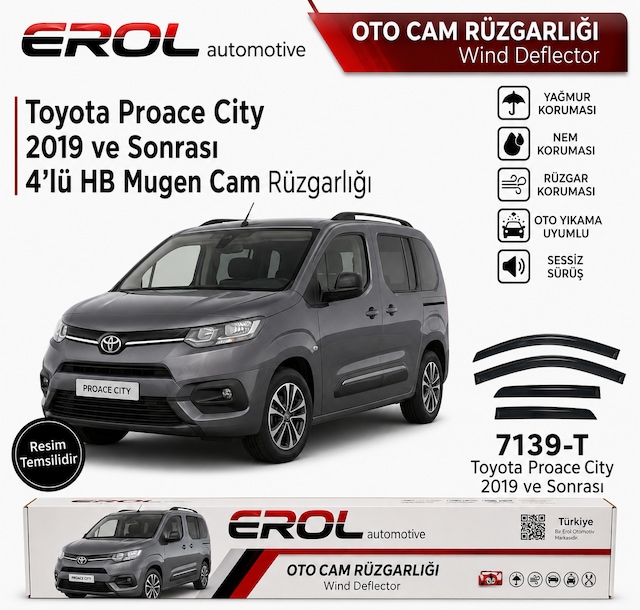 Toyota Proace City 4'lü Mugen Cam Rüzgarlığı
