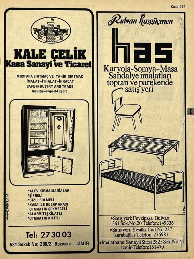 İzmir 1982-1983 Meslek Reklam İlanı Efemera S261 Teşhir Ürün