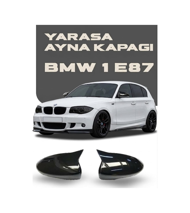 Bmw E87 1 Serisi 2004-2011 Uyumlu Batman Yarasa Ayna Kapağı Piano Black