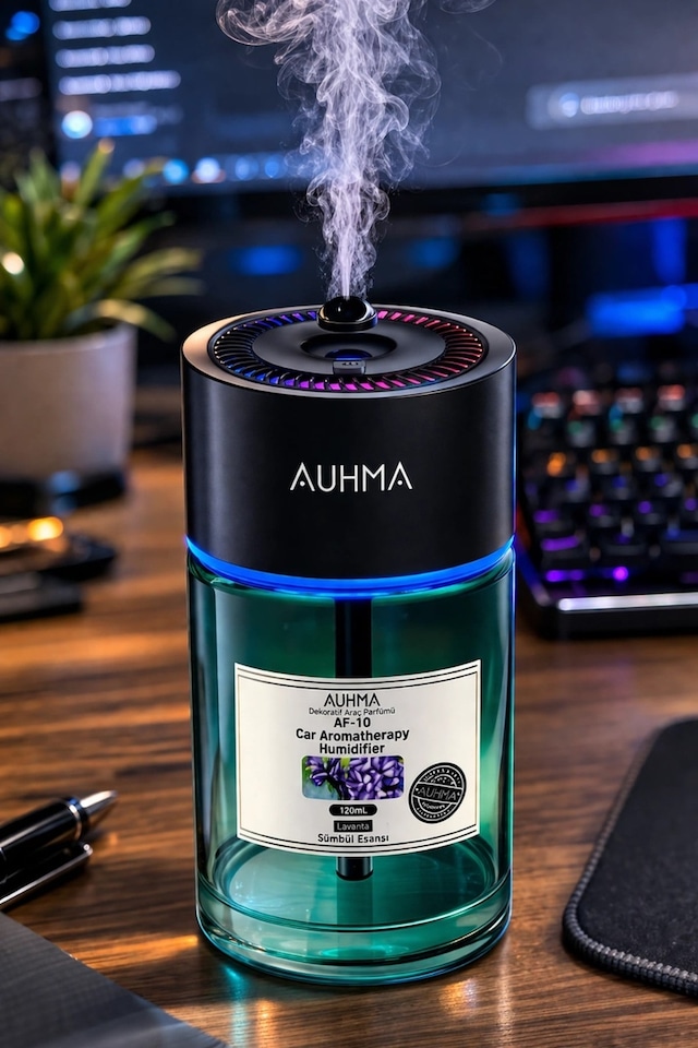 Auhma Af-10 Araç İçi Hava Nemlendirici & Koku Makinesi Blue Ocean Esansı 120ml Aromaterapi Difüzör Araç Kokusu