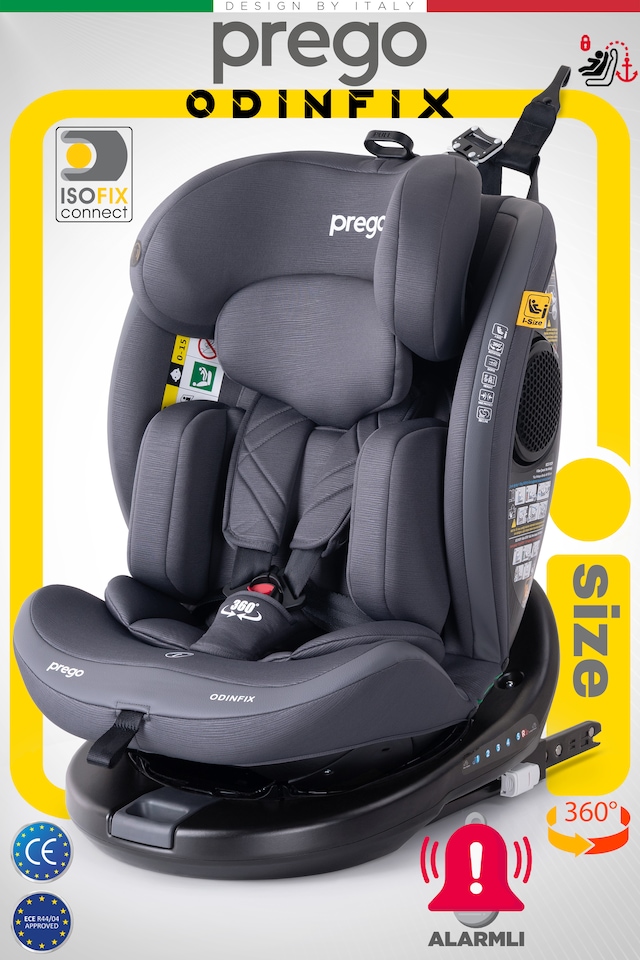 Prego Odinfix Alarmlı 360 Derece Dönebilen -0-36 Kg - I- Size Belgeli - Top Tetherlı Oto Koltuğu