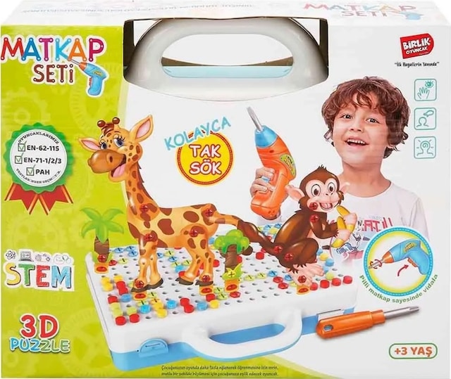 Birlik 3D Stem Eğitici Matkap Seti-Hayvanlar URT014-001