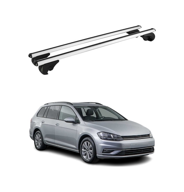 Vw Golf Vıı Station Wagon 2013-2020 Arası Uyumlu Port Bagaj Taşıyıcı Ara Atkı Alüminyum Gümüş 2 Parça
