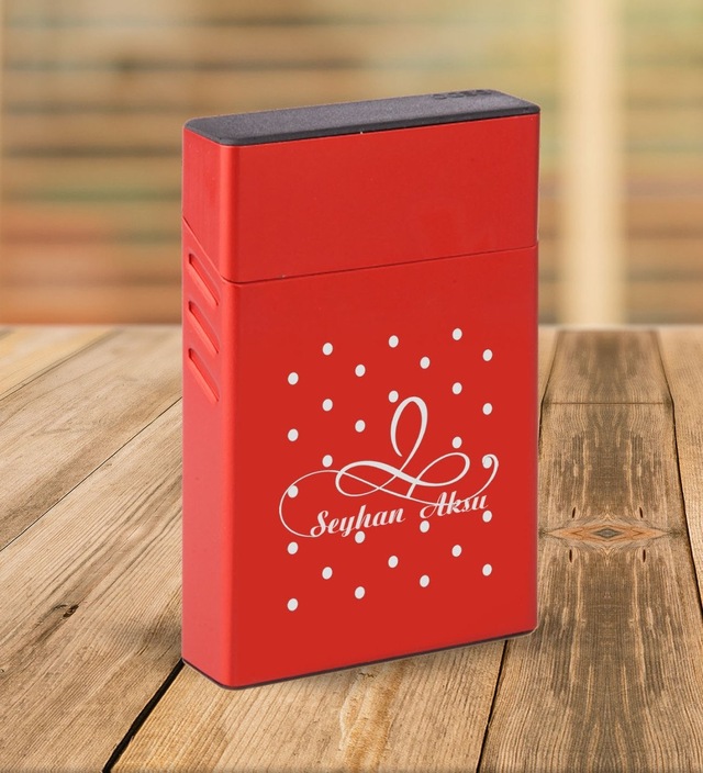 Bk Gift Kişiye Özel Kırmızı Slim Boy Metal Sigara Kutusu-4 Siyah