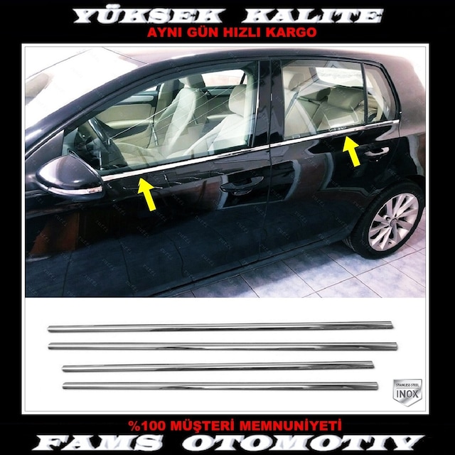 Vw Golf 6 Krom Cam Çıtası 4 Prç. 2008-2012 Arası P. Çelik