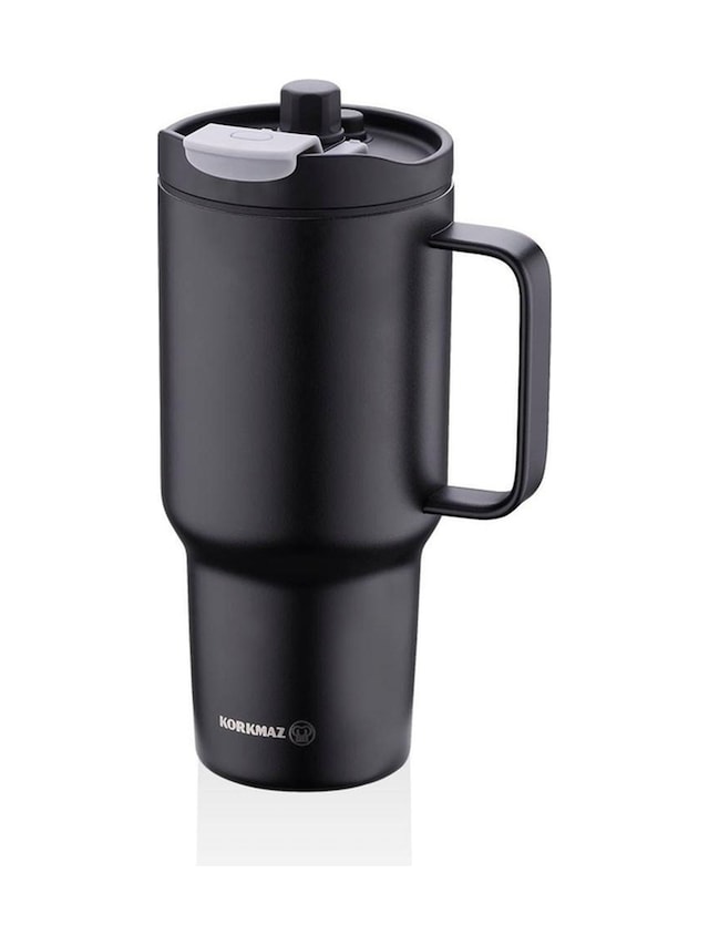 Korkmaz A5577 Freedom 1 Litre Siyah Pipetli Bardak Termos Siyah
