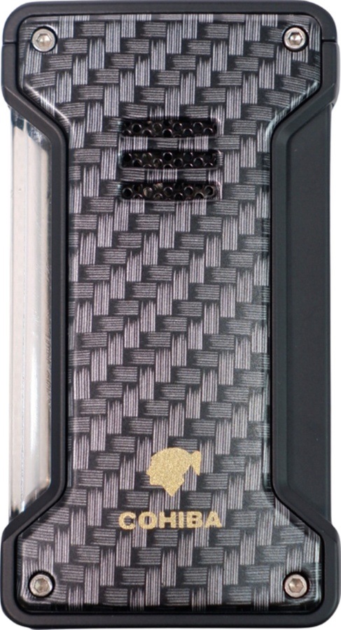 Cohiba Tek Torch Pürmüz Siyah Karbon Desenli Puro Çakmağı - Tr8964