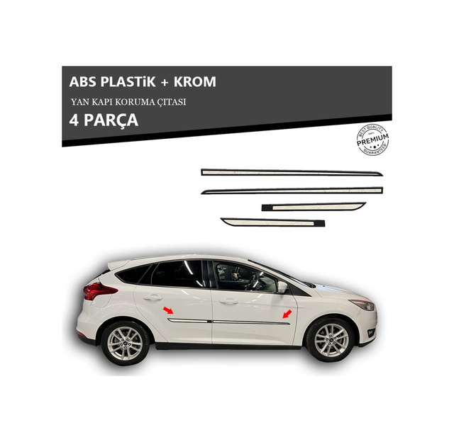 Ford Focus 2011 Üzeri Sedan-hb Yan Kapı Koruma Çıtası Plastik + Krom Unvrslppkçt00048