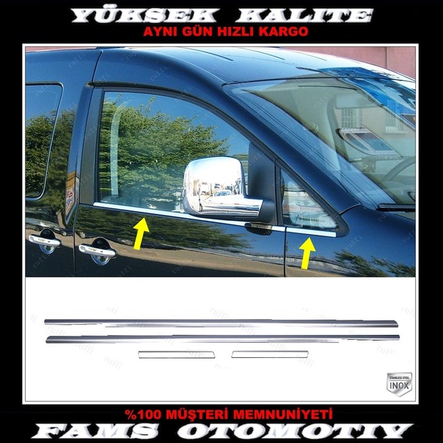 Famsotomotiv Vw Caddy Krom Cam Çıtası 4 Prç. 2004-2015 P. Çelik
