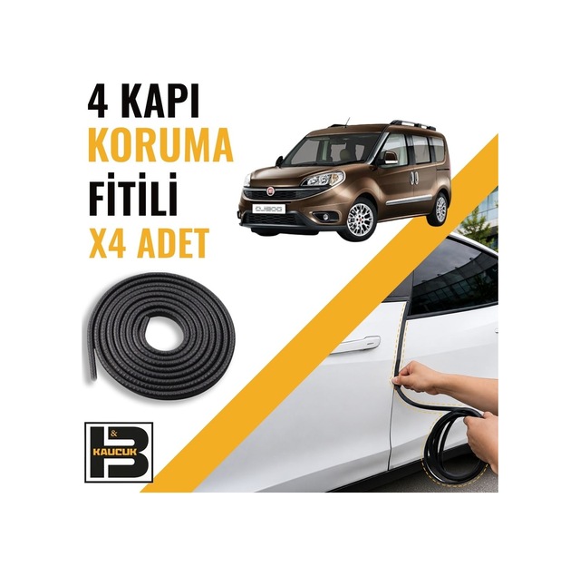 Fiat Doblo 2015-2022 Kapı Koruma Fitili-4 Kapı-siyah-bm2462
