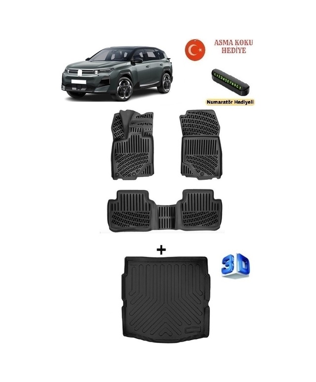 Citroen C5 Aircross 1.2 Mhev 2025 Sonrası Uyumlu 3d Havuzlu Paspas Ve Alt Bagaj Havuzu Seti Asma Koku Ve Numaratör