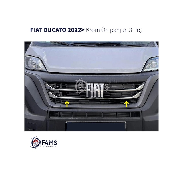 Fiat Ducato Krom Ön Panjur 3 Parça 2022 Ve Üzeri Paslanmaz Çelik