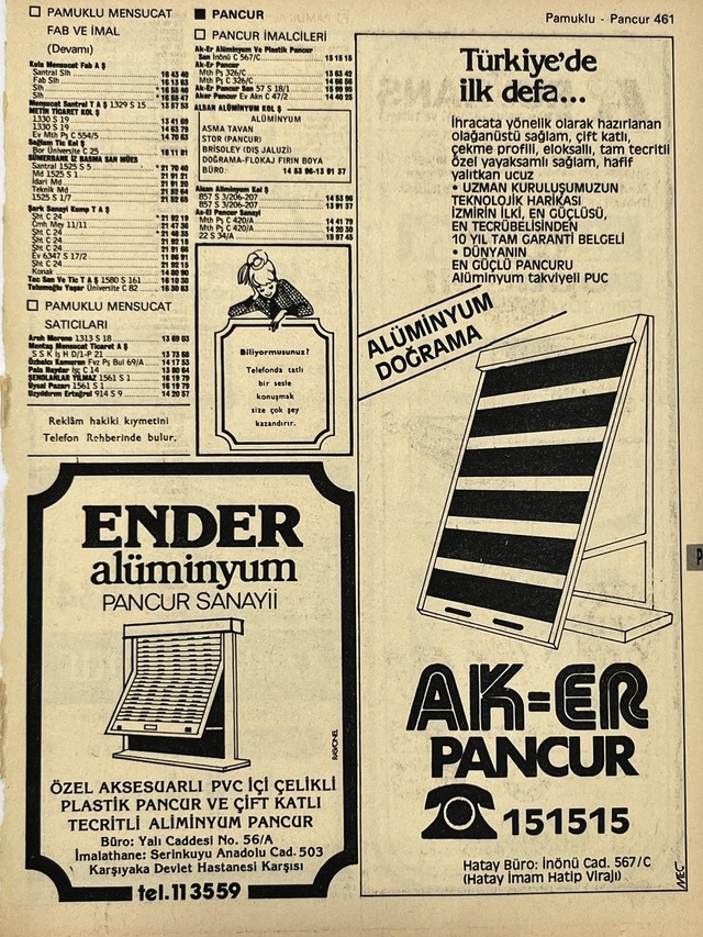 İzmir 1982-1983 Meslek Reklam İlanı Efemera S461 Teşhir Ürün